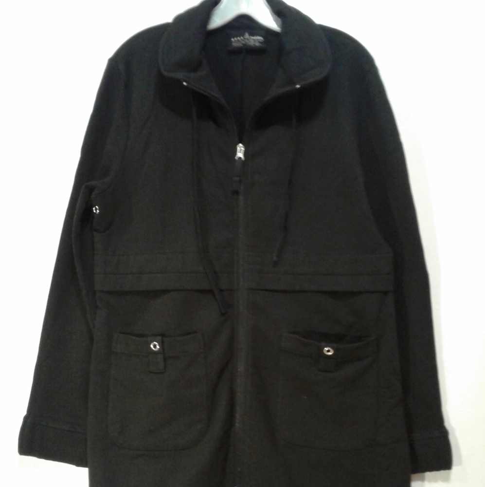 Neon Buddha long black zip up jacket